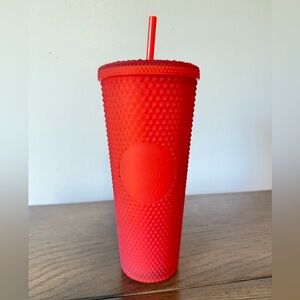 Starbucks Red Textured Studded Cold Cup with Straw